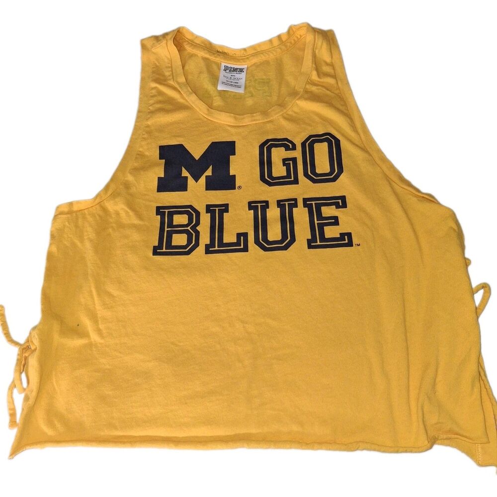 Victorias Secret PINK Top University of Michigan Crop Tank Maize Yellow XS
